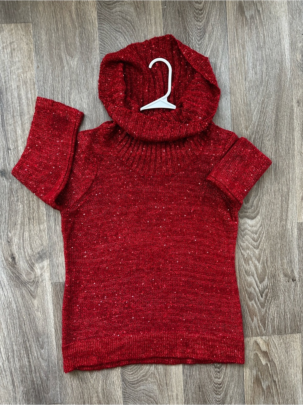 Choices Red Confetti Speckled Cowl Neck Knit Sweater Medium M Cozy
